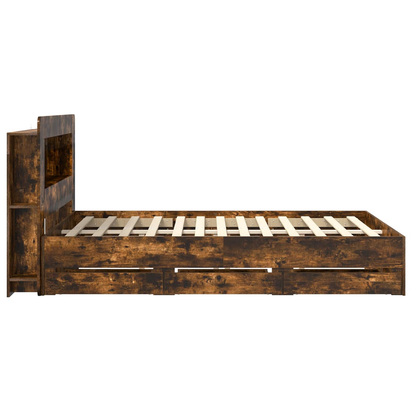Sengestel med opbevaring Røget eg 135 x 190 cm Konstrueret træ