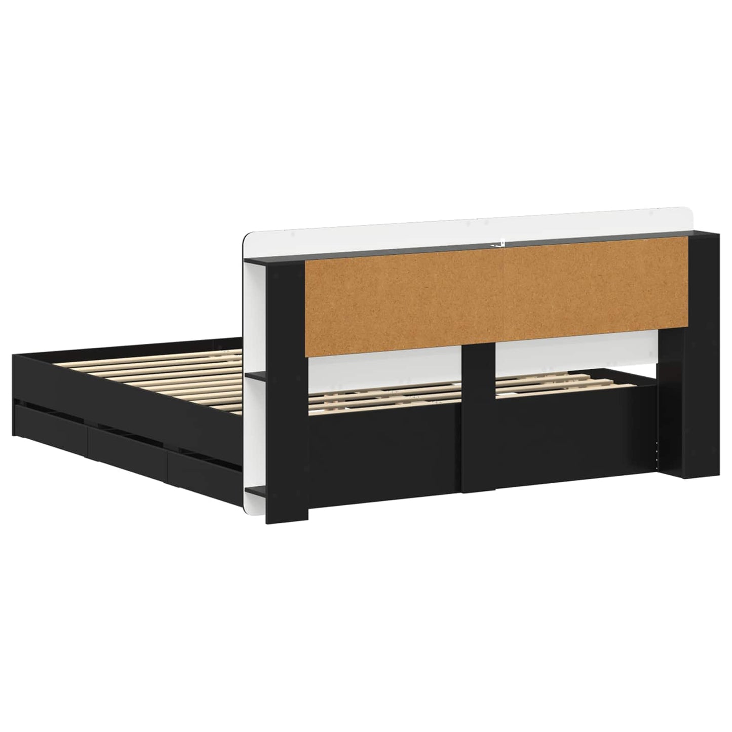 Sengestel med opbevaring Sort 180 x 200 cm Konstrueret træ