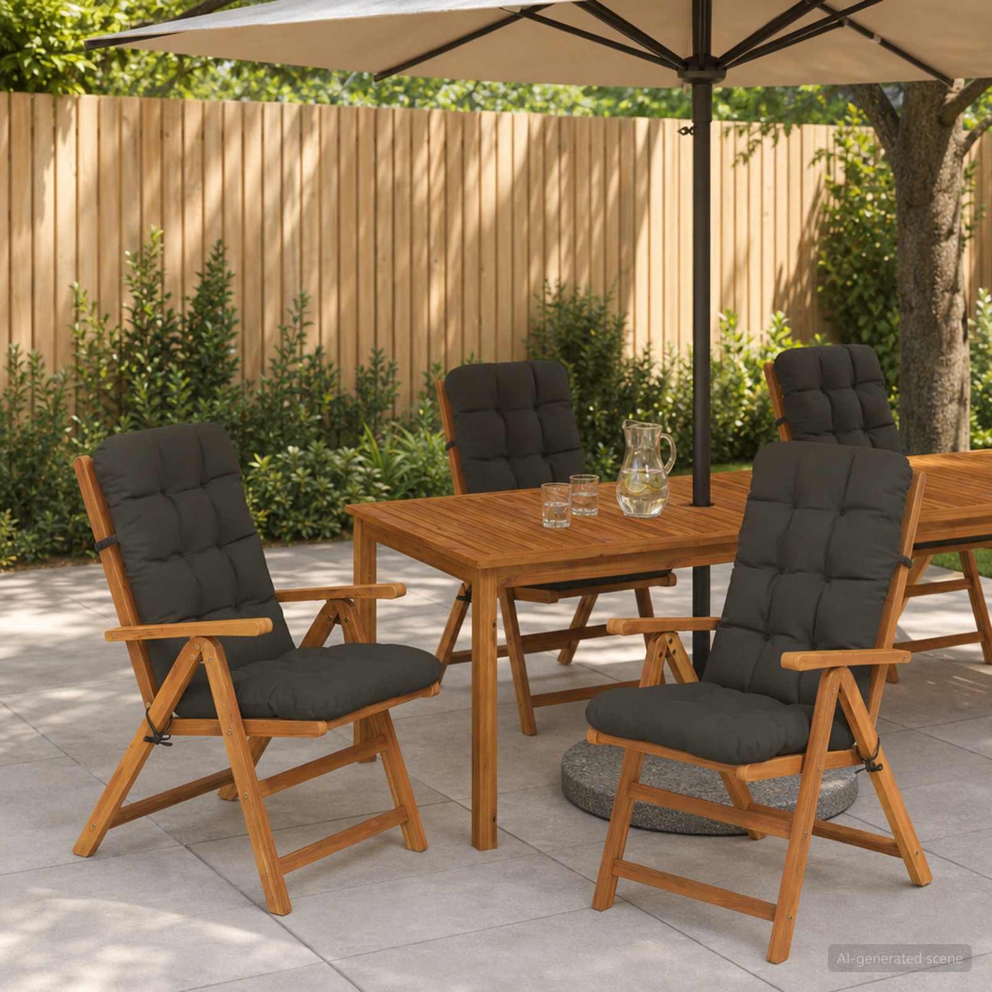 4-delt højt rygstol puder VIANEN 4 pcs 100% polyester Antracit