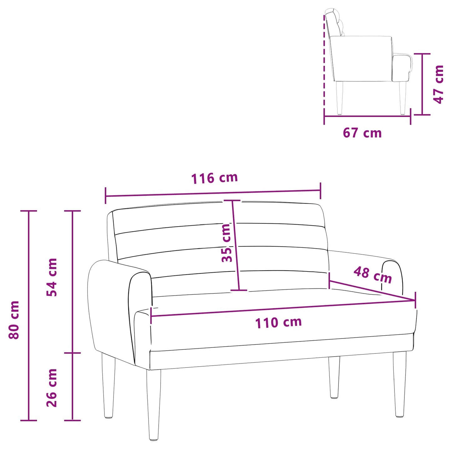 Lænestol med knap tufting Mørk Brun 116 x 67 x 80 cm Stof