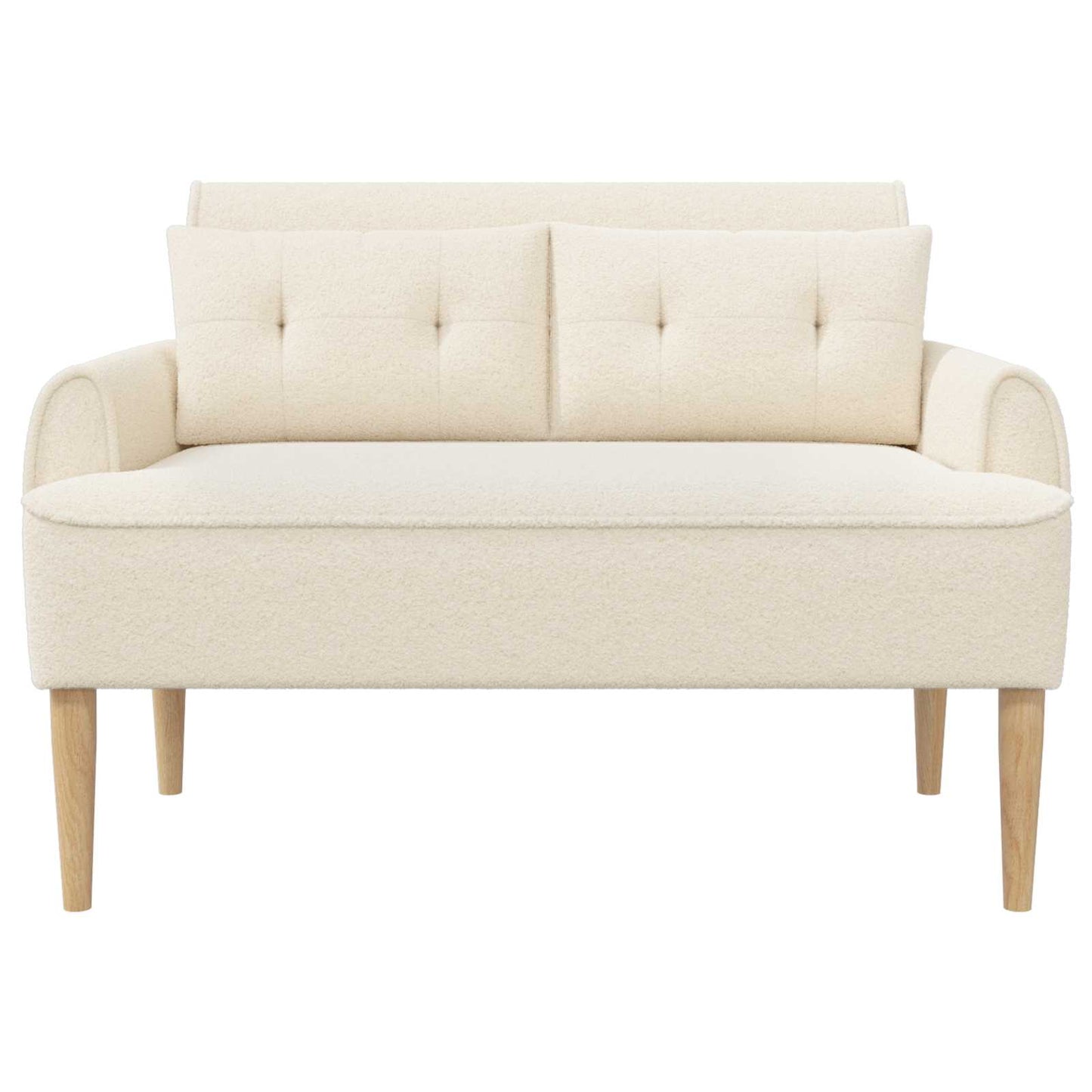 Lænestol med knap tufting Cremefarvet 117 x 67 x 77 cm Bouclé