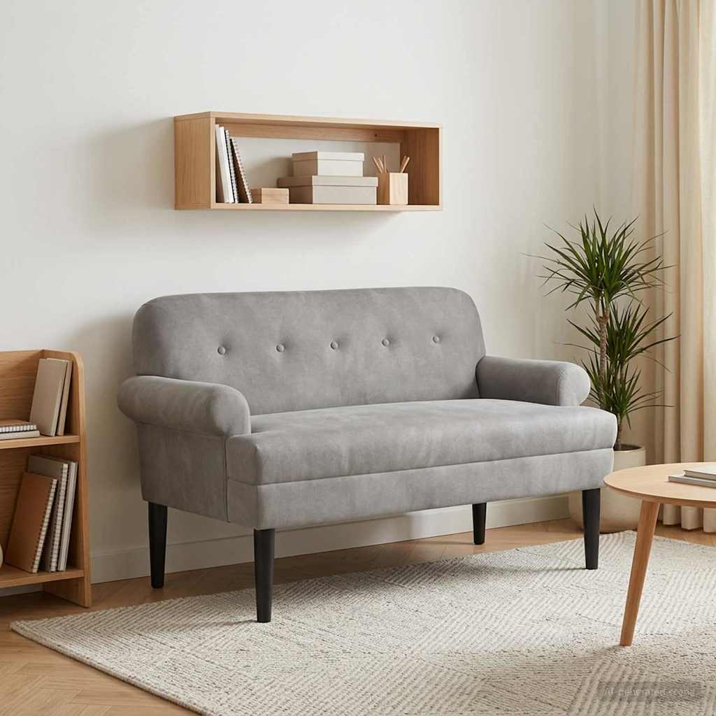 Lænestol med knap tufting Lysegrå 120 x 66 x 78 cm Fløjl