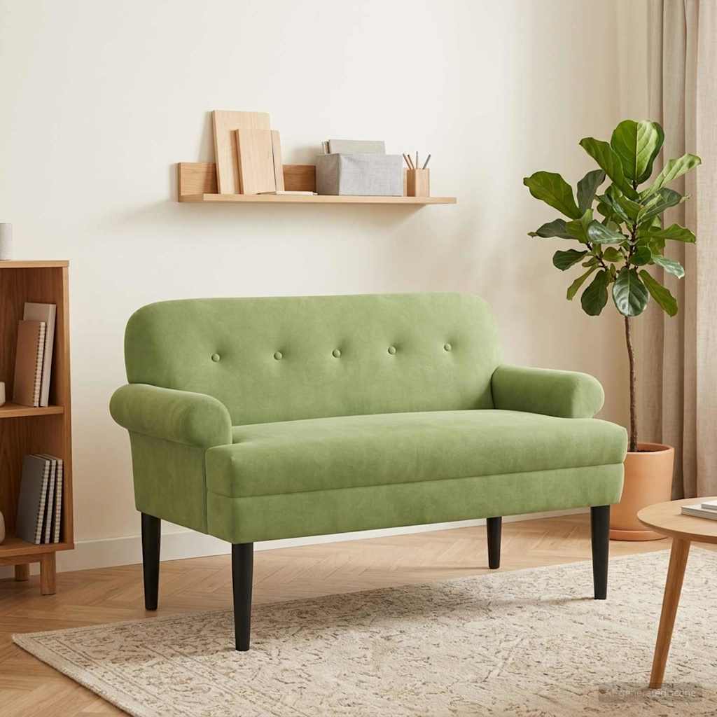 Lænestol med knap tufting Lys grøn 120 x 66 x 78 cm Fløjl