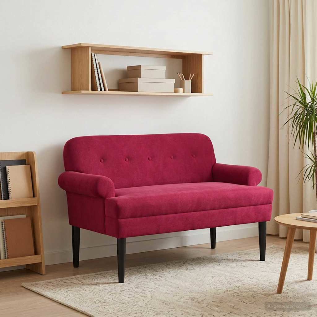 Lænestol med knap tufting Vinrød 120 x 66 x 78 cm Fløjl