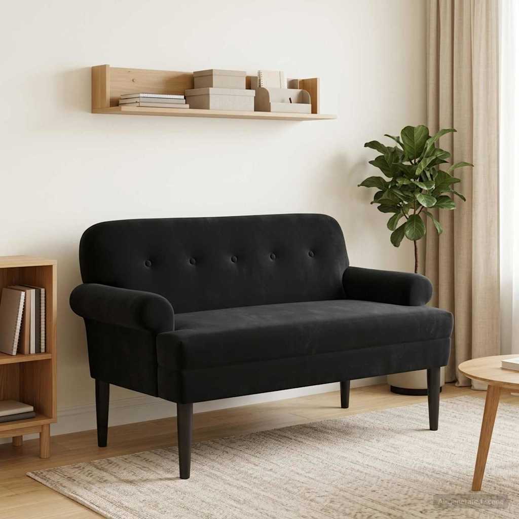 Lænestol med knap tufting Sort 120 x 66 x 78 cm Fløjl