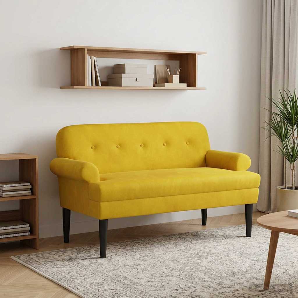 Lænestol med knap tufting Gul 120 x 66 x 78 cm Fløjl