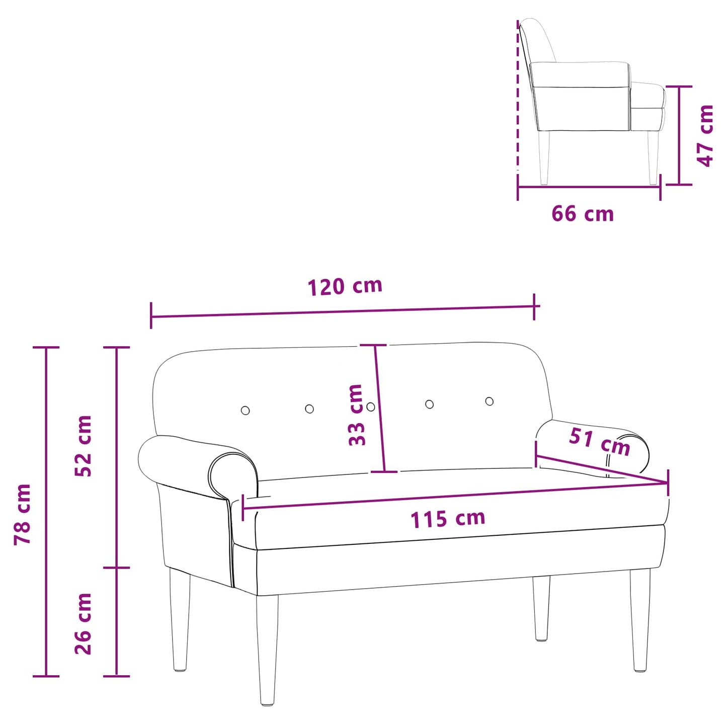 Lænestol med knap tufting Blå 120 x 66 x 78 cm Fløjl