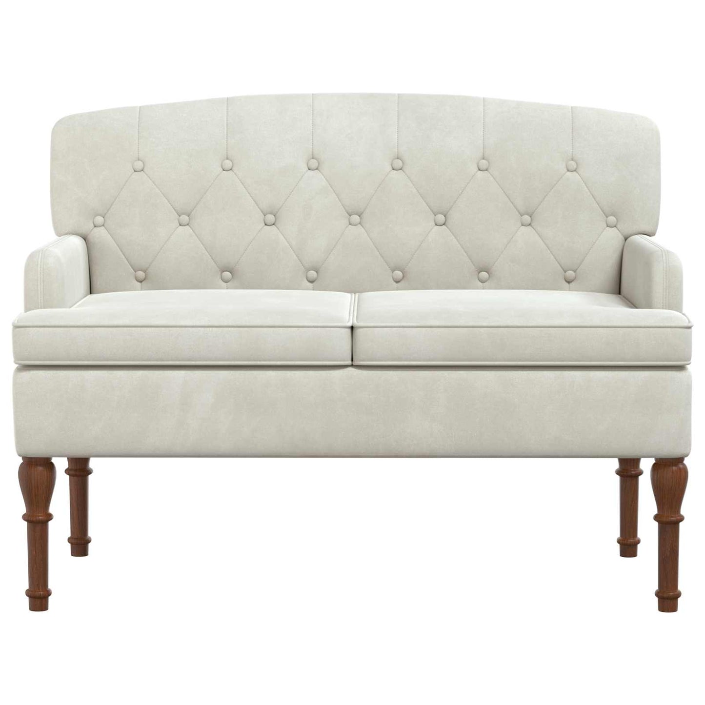 Lænestol med knap tufting Cremefarvet 111 x 65 x 79 cm Fløjl