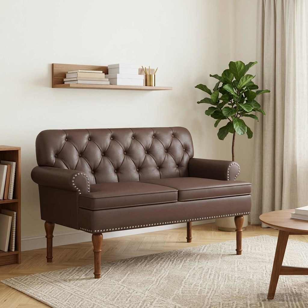 Lænestol med knap tufting Brun 120 x 65 x 77 cm Kunstlæder