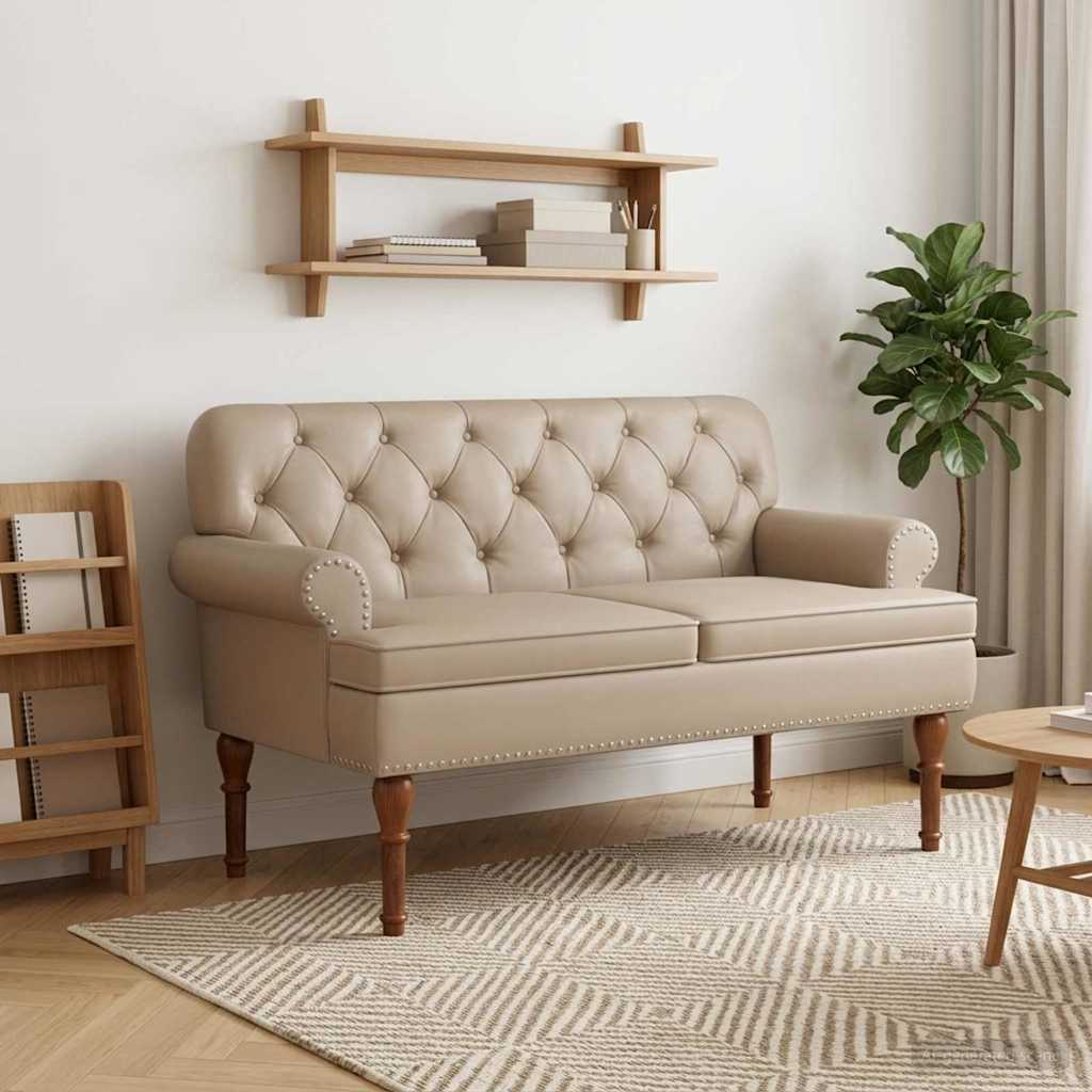 Lænestol med knap tufting Cappuccino 120 x 65 x 77 cm