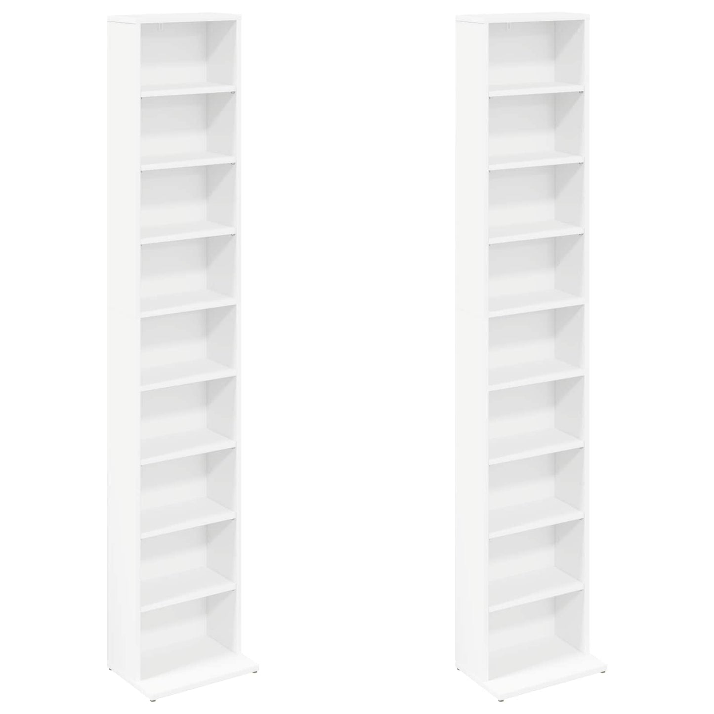 CD Skab 2 stk. Hvid 33 x 23,5 x 175 cm Konstrueret træ
