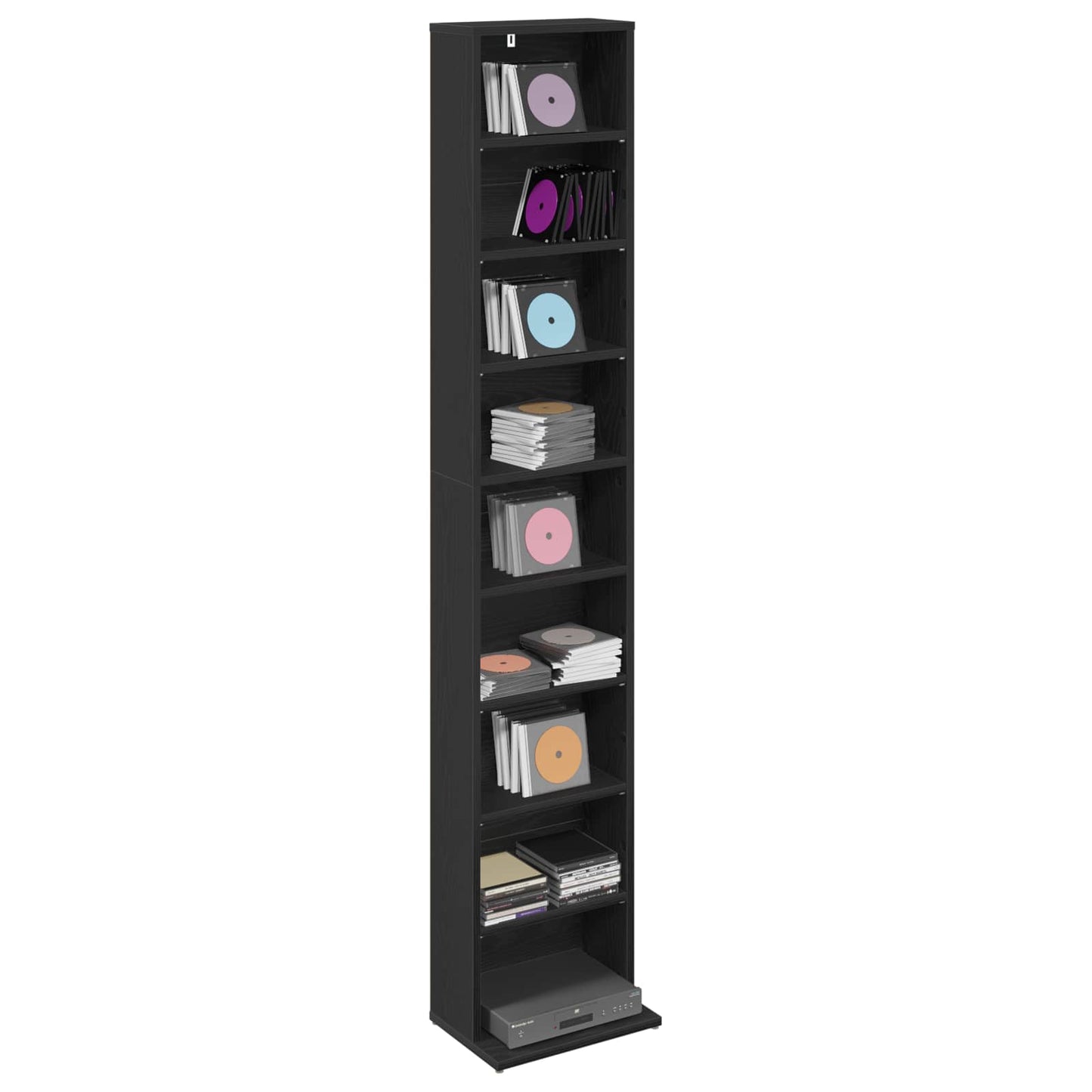 CD Skab Sort eg 33 x 23,5 x 175 cm Konstrueret træ