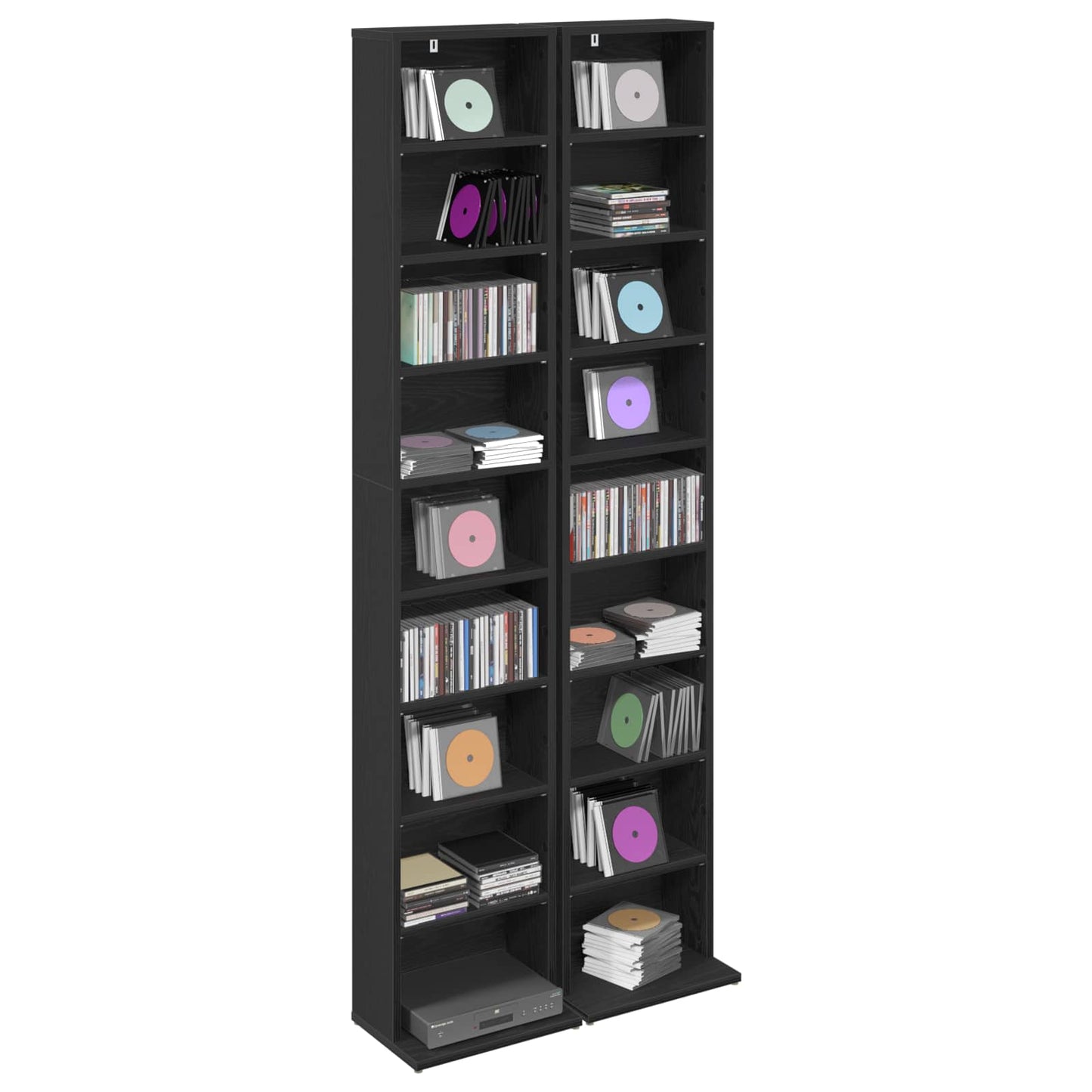 CD Skab 2 stk. Sort eg 33 x 23,5 x 175 cm Konstrueret træ