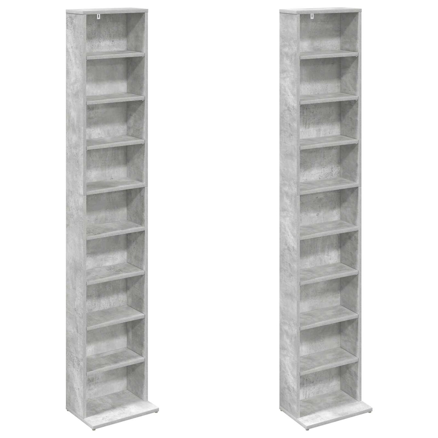 CD Skab 2 stk. Betongrå 33 x 23,5 x 175 cm Konstrueret træ