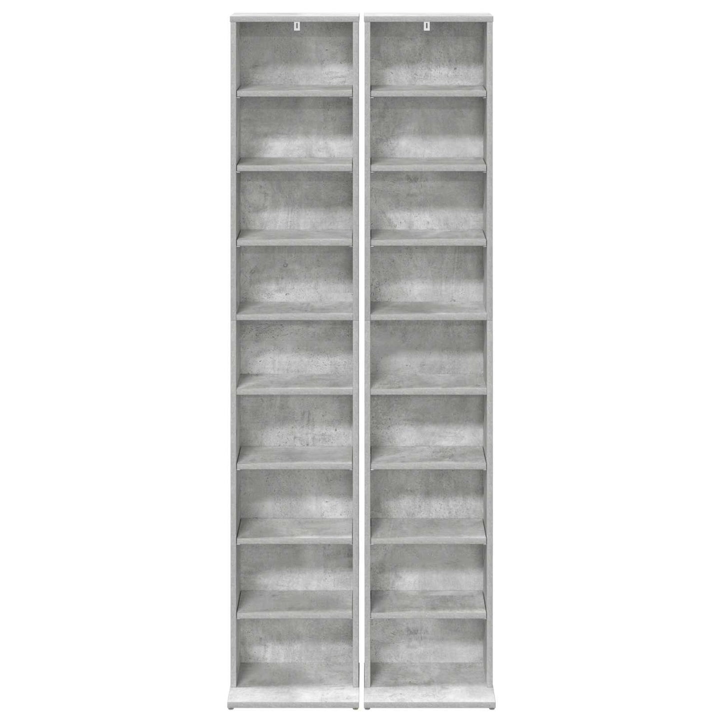 CD Skab 2 stk. Betongrå 33 x 23,5 x 175 cm Konstrueret træ