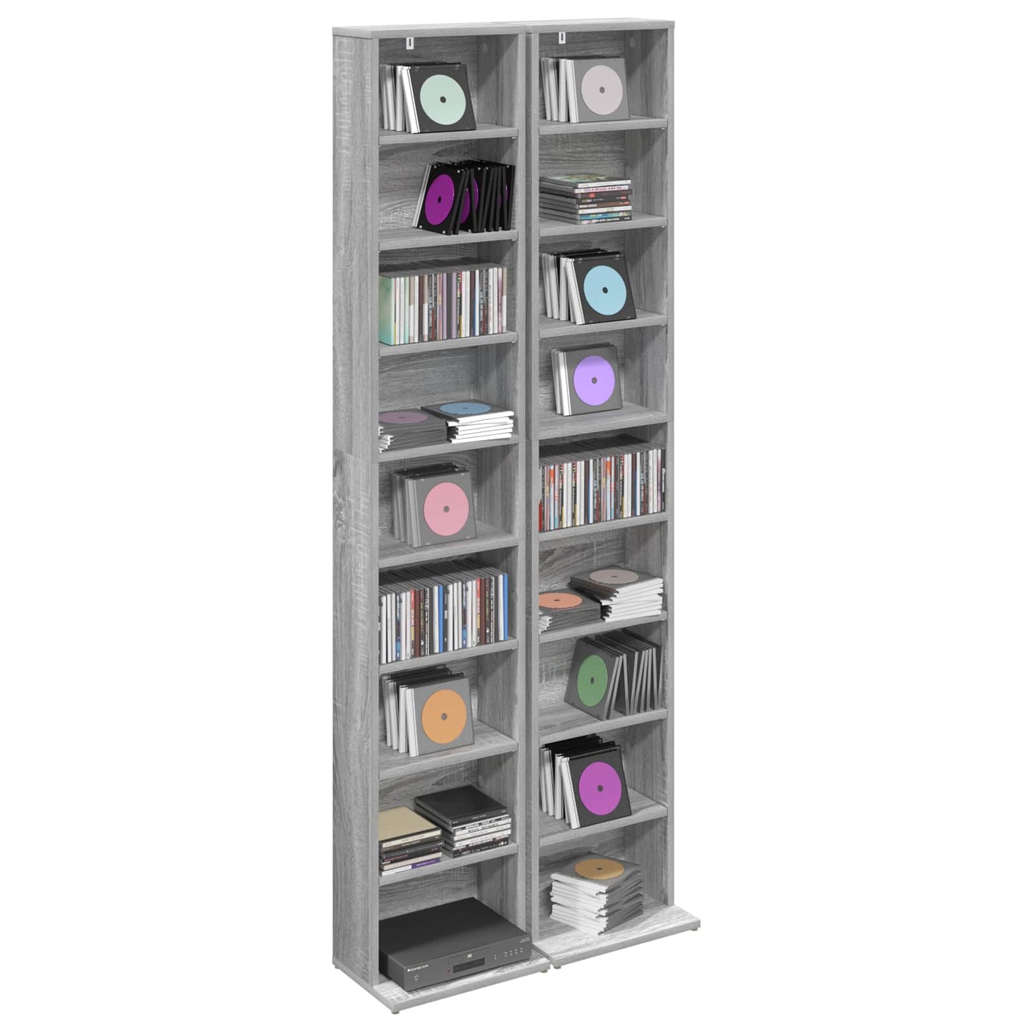 CD Skab 2 stk. Grå Sonoma 33 x 23,5 x 175 cm Konstrueret træ