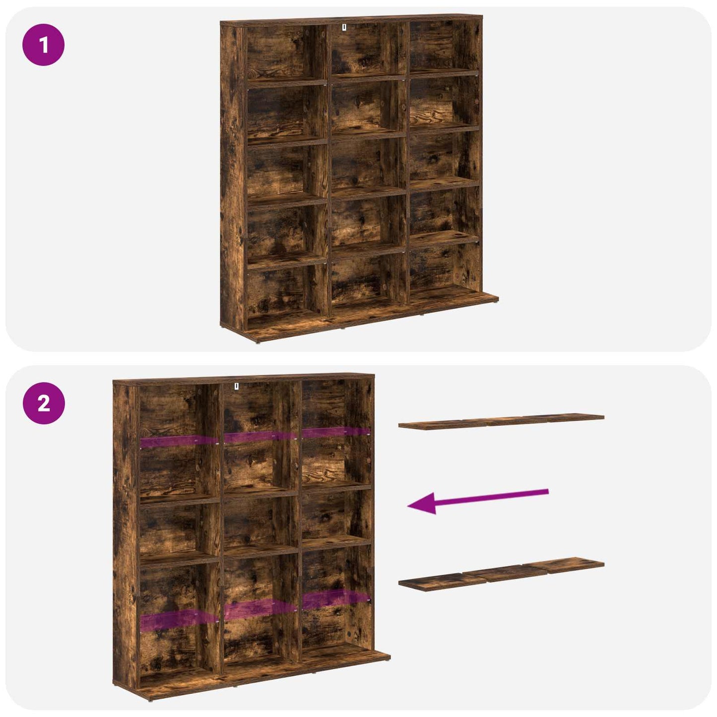 CD Skab Røget eg 96 x 23,5 x 97,5 cm Konstrueret træ