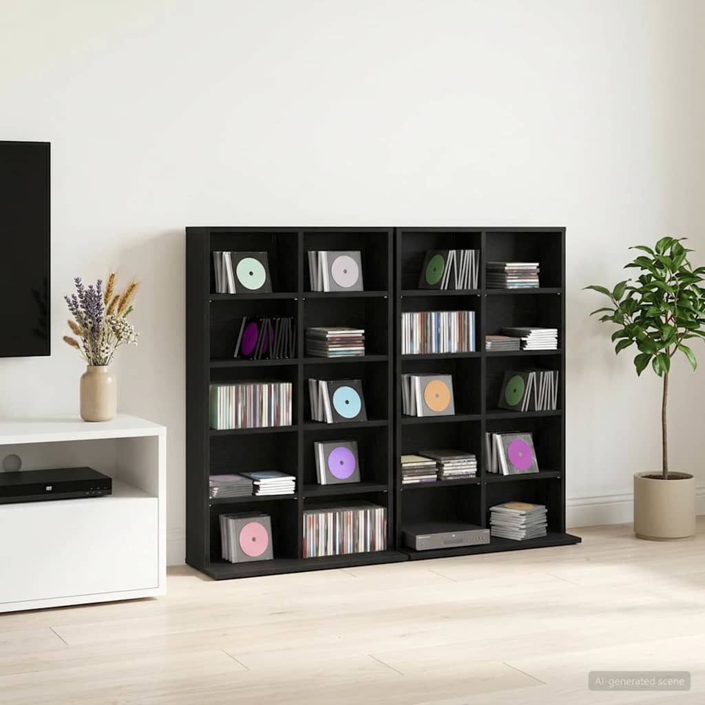 CD Skab 2 stk. Sort eg 65 x 23,5 x 97,5 cm Konstrueret træ