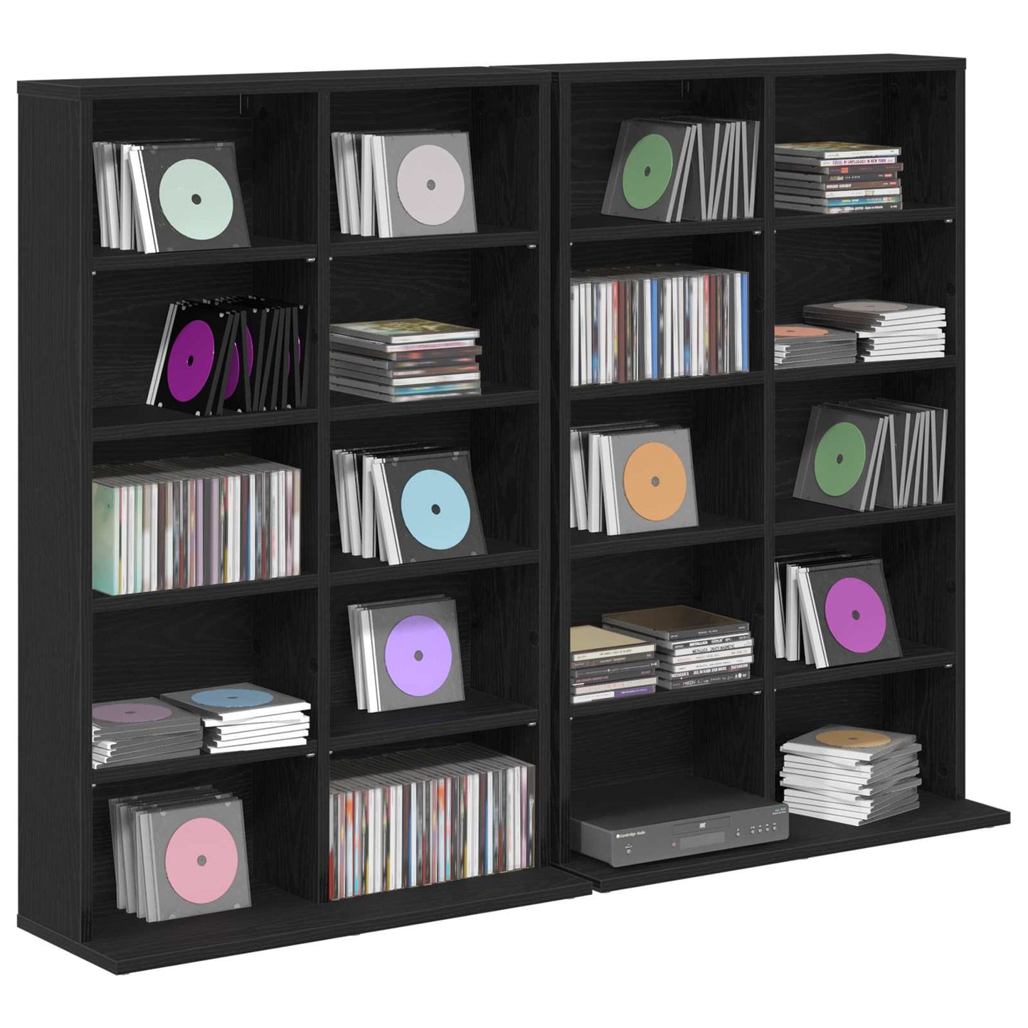 CD Skab 2 stk. Sort eg 65 x 23,5 x 97,5 cm Konstrueret træ