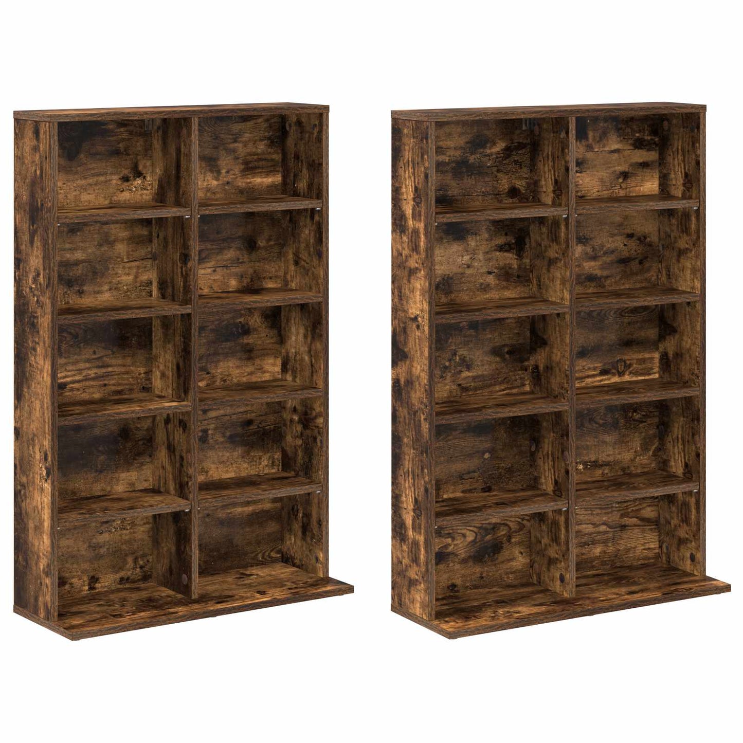 CD Skab 2 stk. Røget eg 65 x 23,5 x 97,5 cm Konstrueret træ
