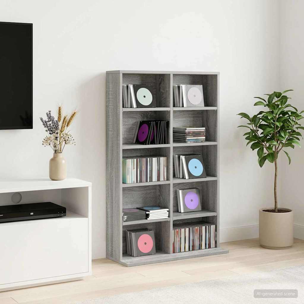 CD Skab Grå Sonoma 65 x 23,5 x 97,5 cm Konstrueret træ