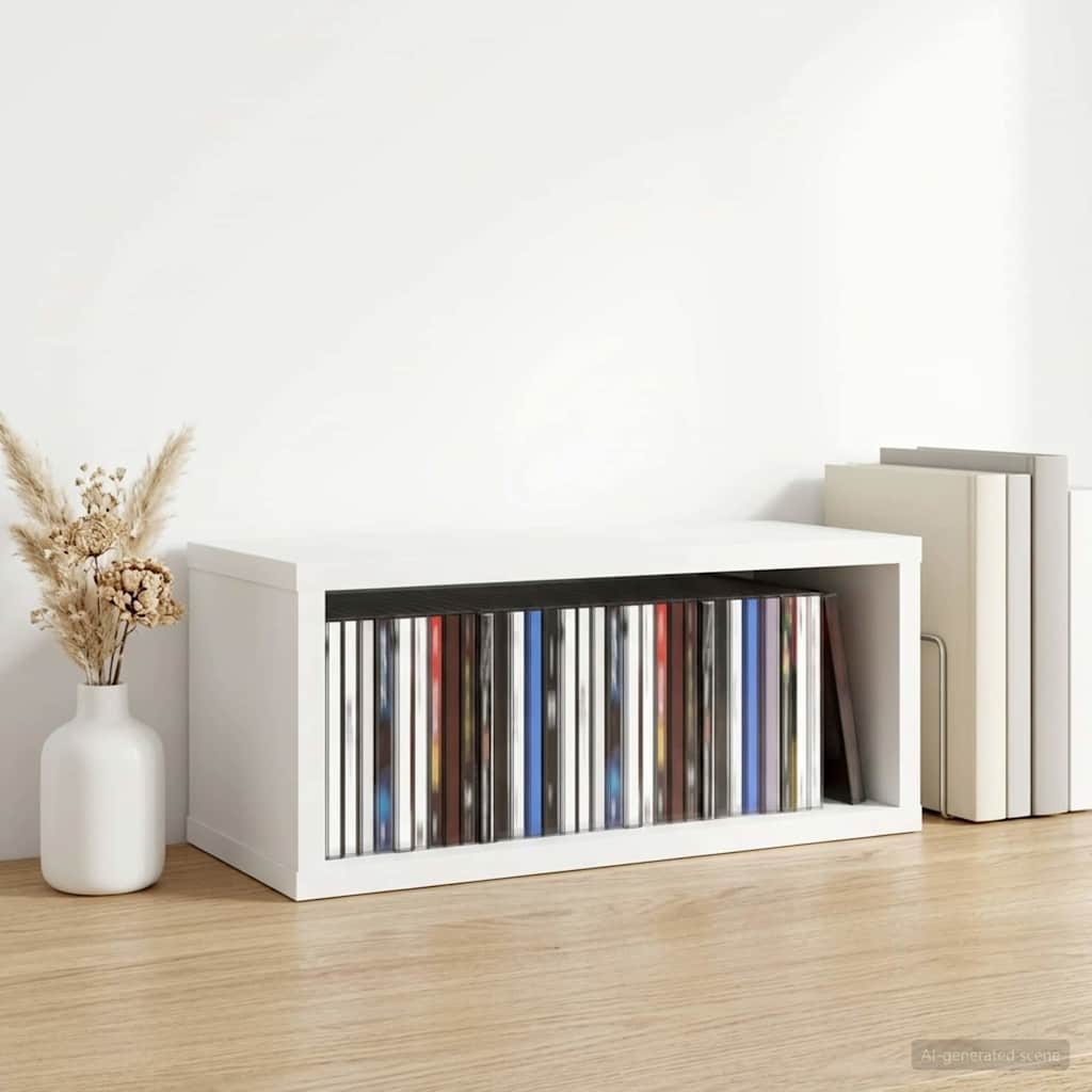 CD Opbevaringsrække Hvid 40 x 17 x 17 cm Konstrueret træ