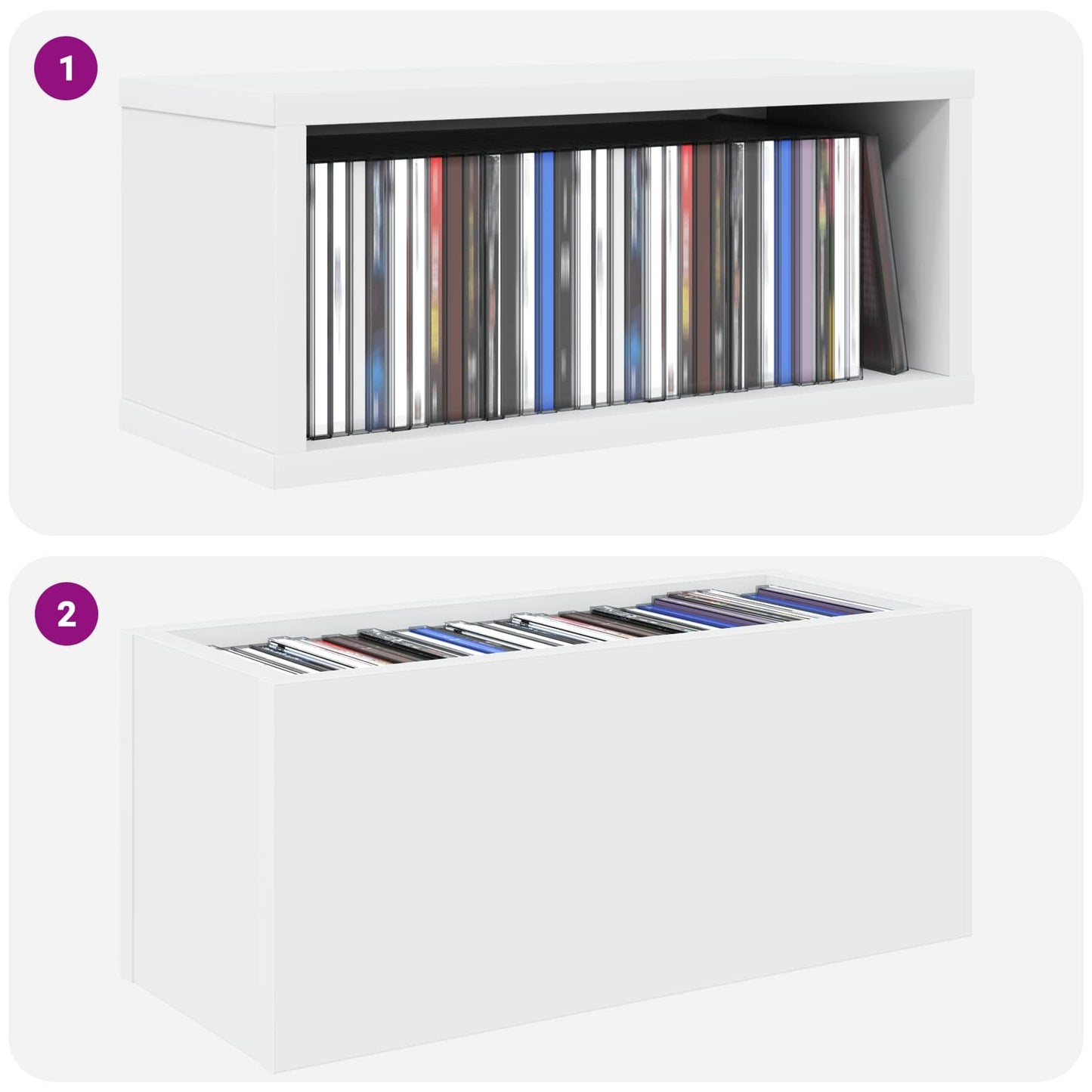 CD Opbevaringsrække 4 stk. Hvid 40 x 17 x 17 cm Konstrueret træ