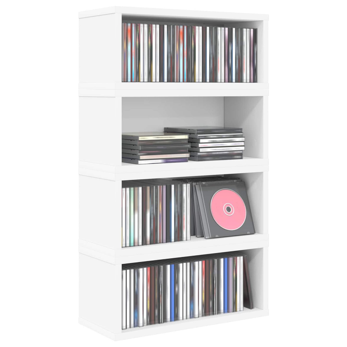 CD Opbevaringsrække 4 stk. Hvid 40 x 17 x 17 cm Konstrueret træ