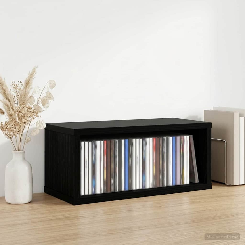 CD Opbevaringsrække Sort eg 40 x 17 x 17 cm Konstrueret træ