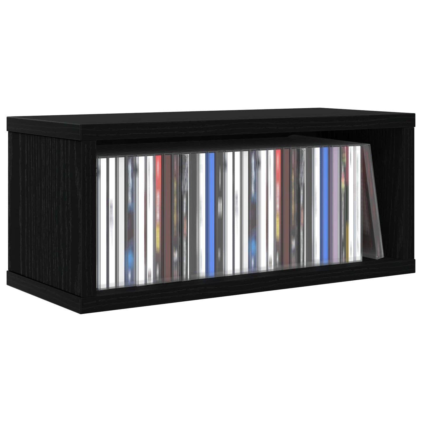 CD Opbevaringsrække Sort eg 40 x 17 x 17 cm Konstrueret træ