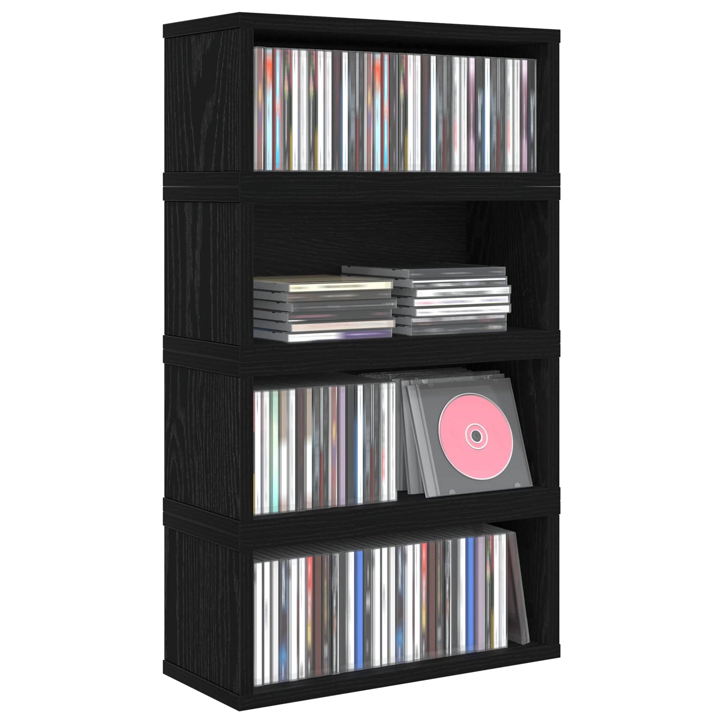 CD Opbevaringsrække 4 stk. Sort eg 40 x 17 x 17 cm