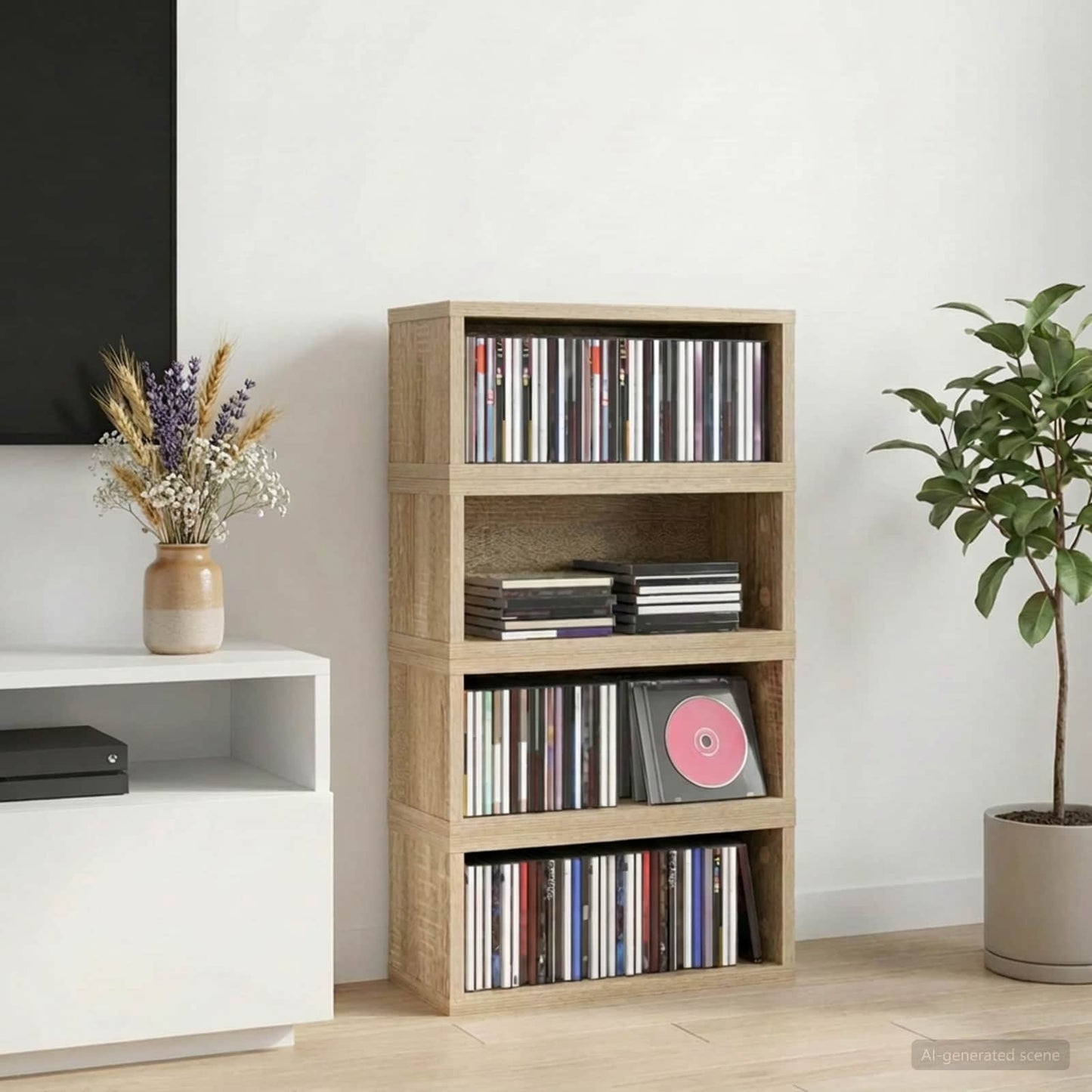 CD Opbevaringsrække 4 stk. Sonoma-eg 40 x 17 x 17 cm
