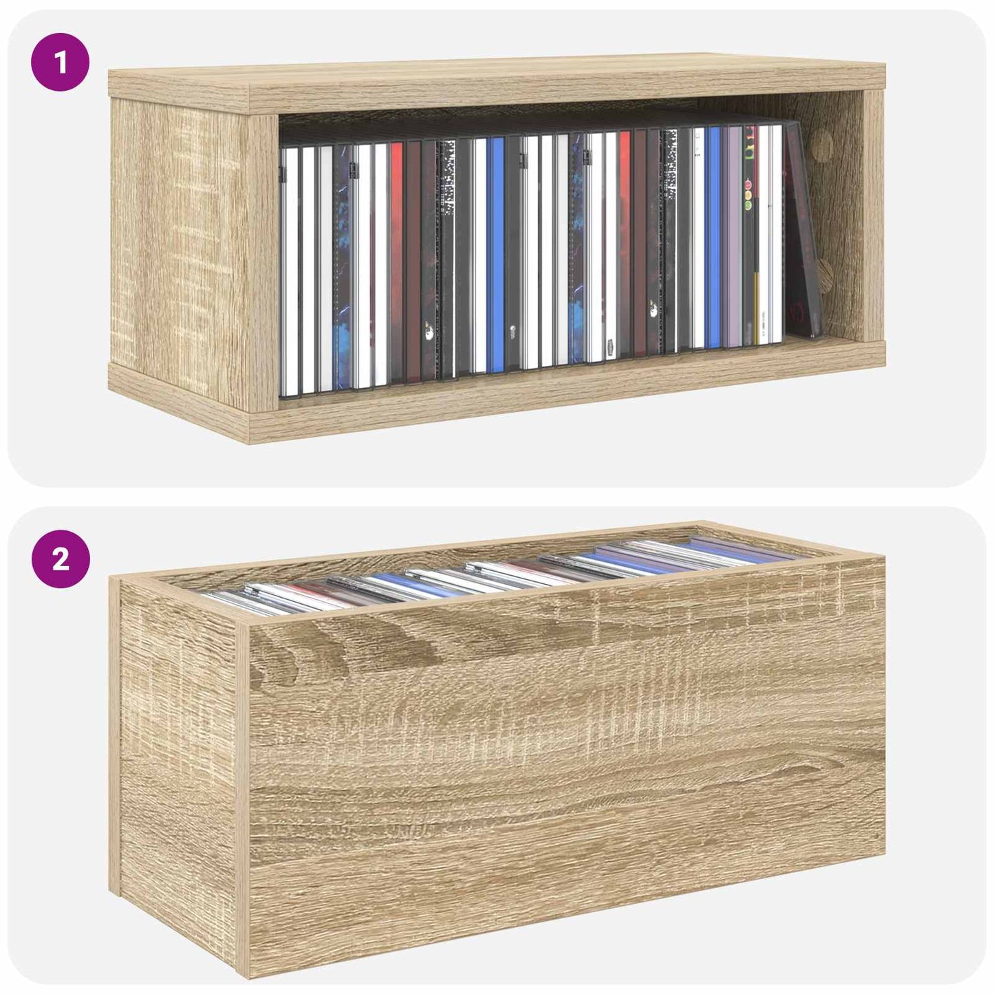 CD Opbevaringsrække 4 stk. Sonoma-eg 40 x 17 x 17 cm