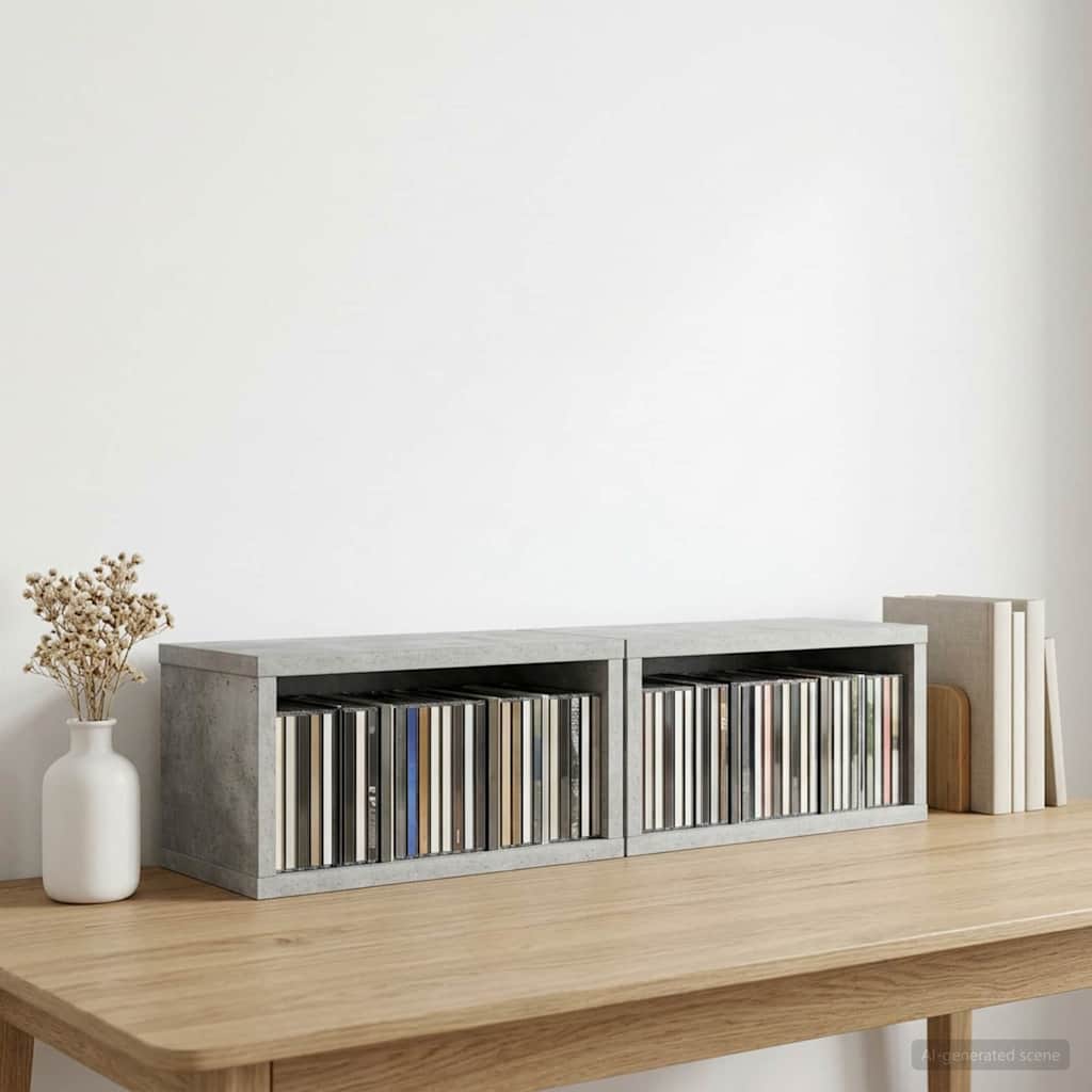 CD Opbevaringsrække 2 stk. Betongrå 40 x 17 x 17 cm