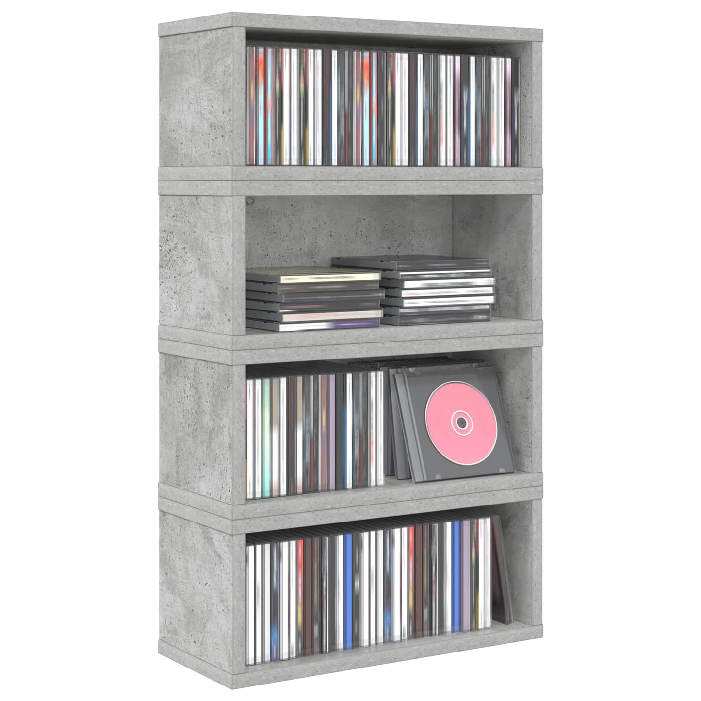 CD Opbevaringsrække 4 stk. Betongrå 40 x 17 x 17 cm