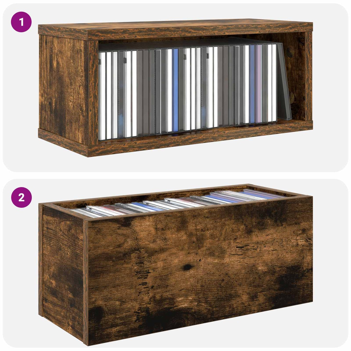 CD Opbevaringsrække Røget eg 40 x 17 x 17 cm Konstrueret træ