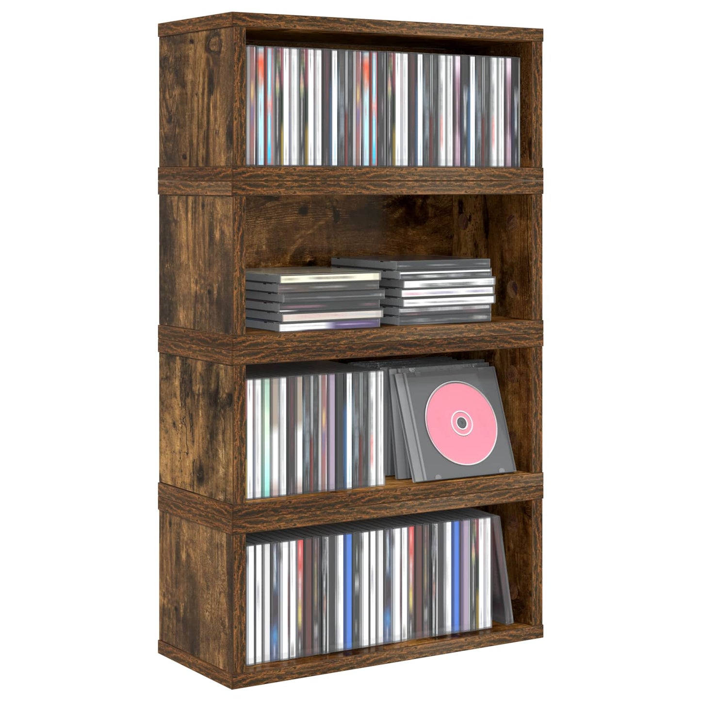 CD Opbevaringsrække 4 stk. Røget eg 40 x 17 x 17 cm