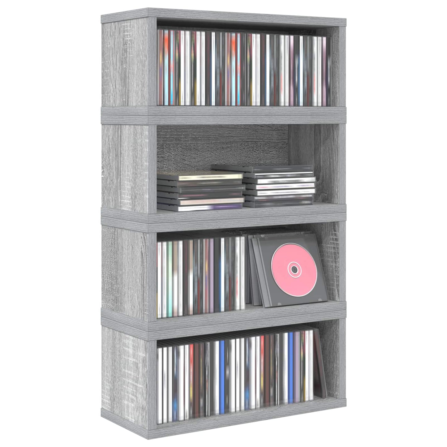 CD Opbevaringsrække 4 stk. Grå Sonoma 40 x 17 x 17 cm