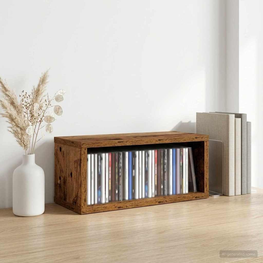 CD Opbevaringsrække Gammelt træ 40 x 17 x 17 cm Konstrueret træ