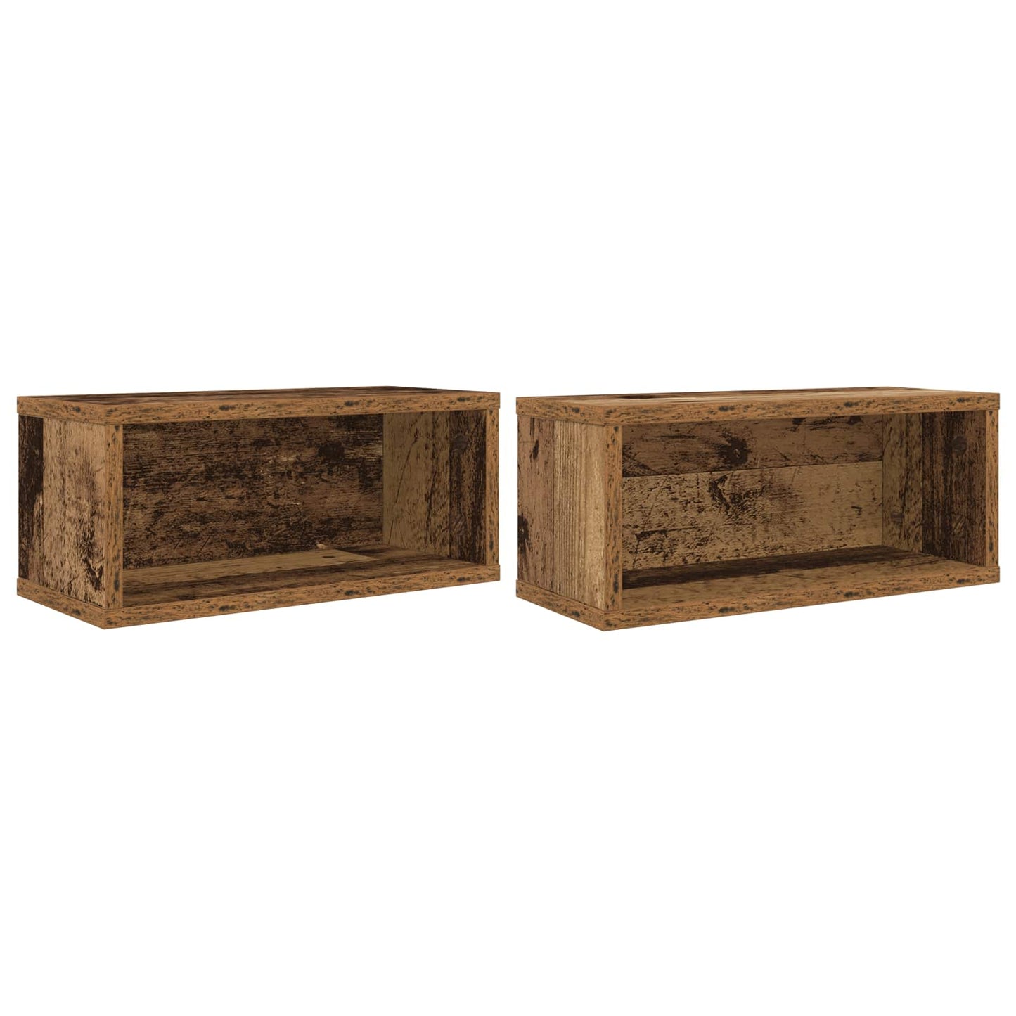 CD Opbevaringsrække 2 stk. Gammelt træ 40 x 17 x 17 cm