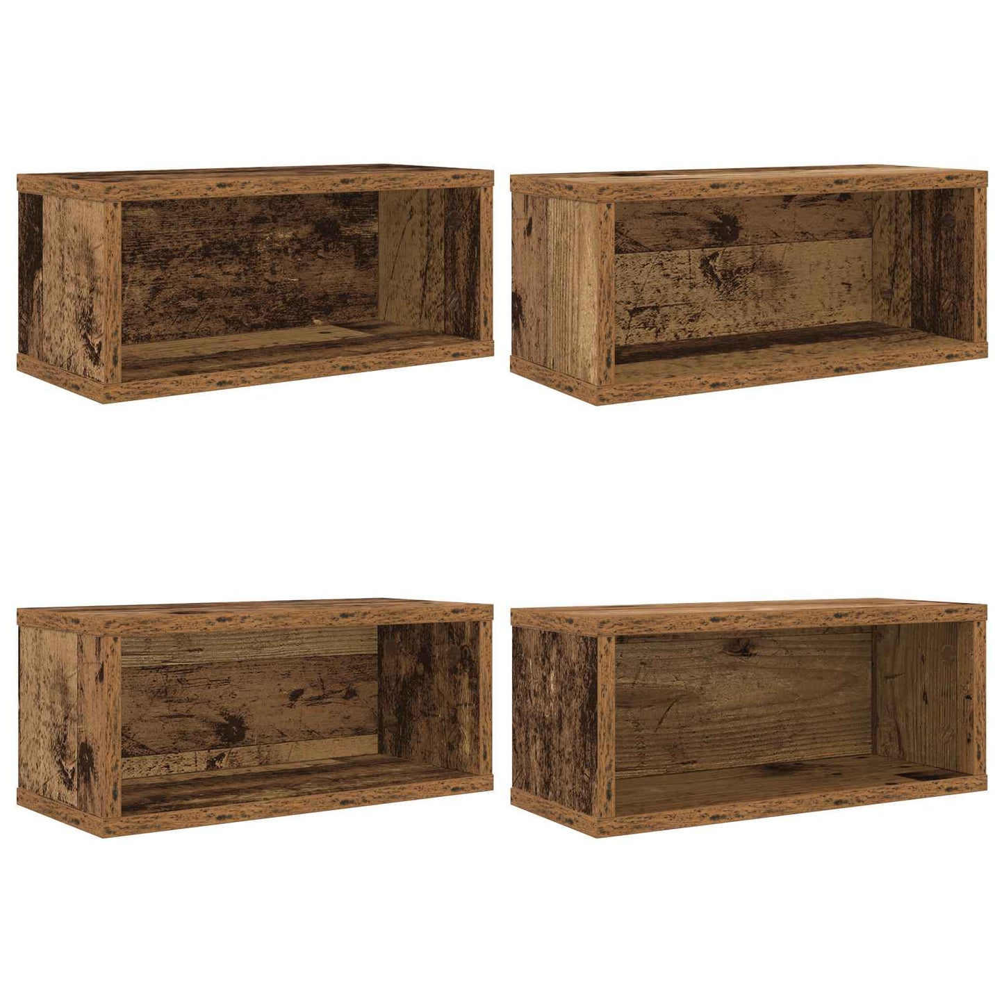 CD Opbevaringsrække 4 stk. Gammelt træ 40 x 17 x 17 cm