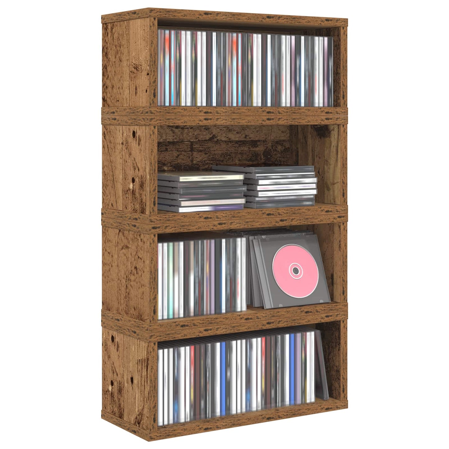 CD Opbevaringsrække 4 stk. Gammelt træ 40 x 17 x 17 cm