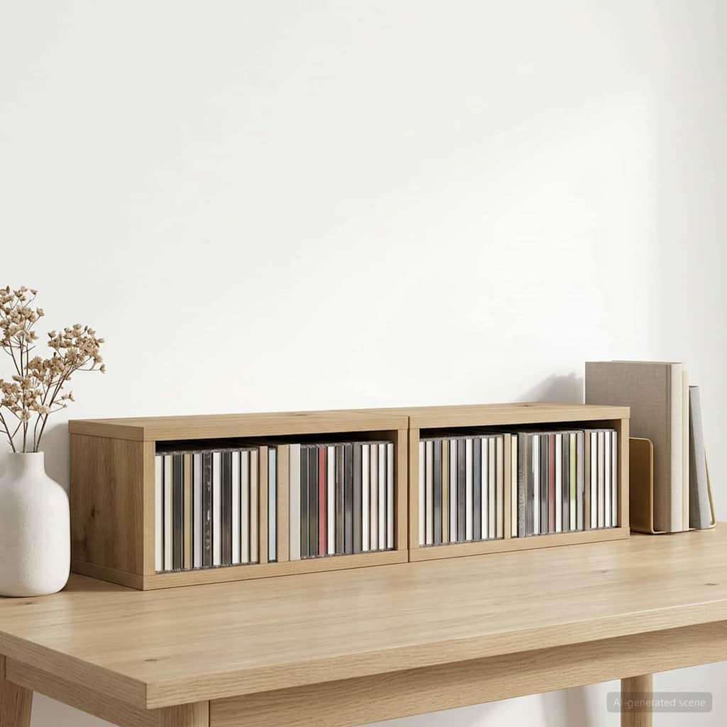 CD Opbevaringsrække 2 stk. Artisan-eg 40 x 17 x 17 cm