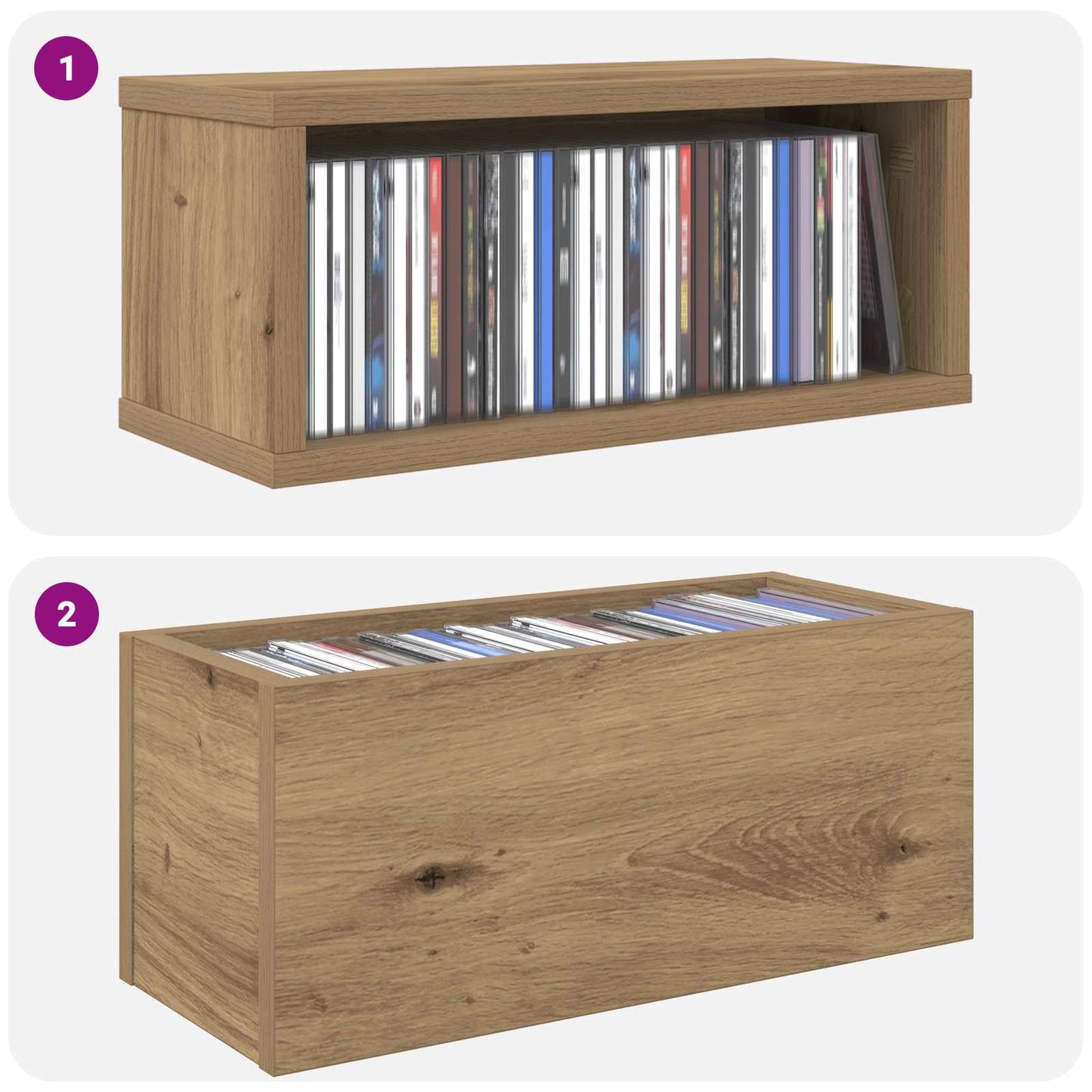CD Opbevaringsrække 4 stk. Artisan-eg 40 x 17 x 17 cm