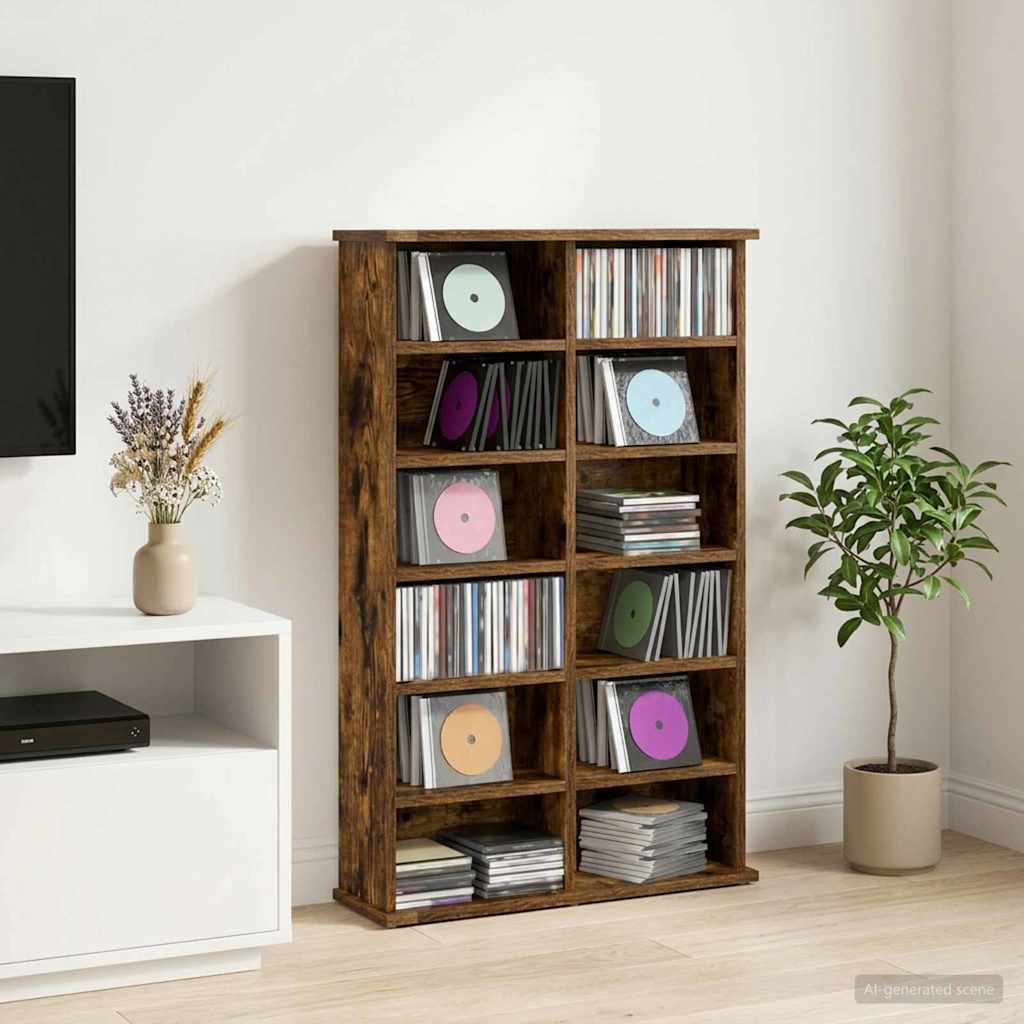 CD Skab Røget eg 60 x 17 x 92 cm Konstrueret træ