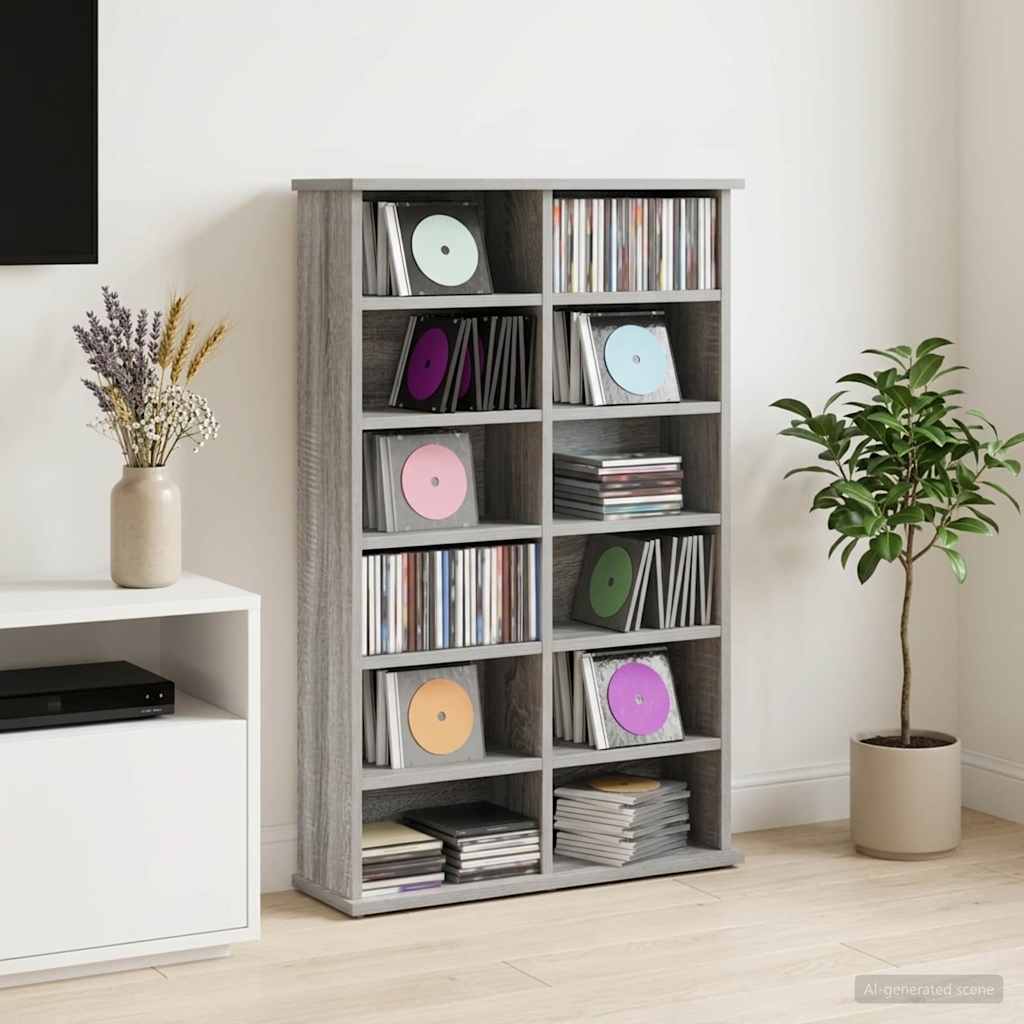 CD Skab Grå Sonoma 60 x 17 x 92 cm Konstrueret træ