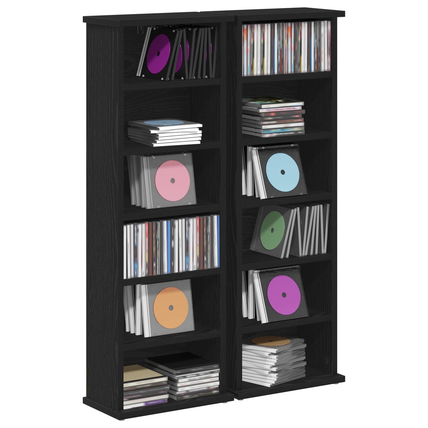 CD Skab 2 stk. Sort eg 60 x 17 x 92 cm Konstrueret træ