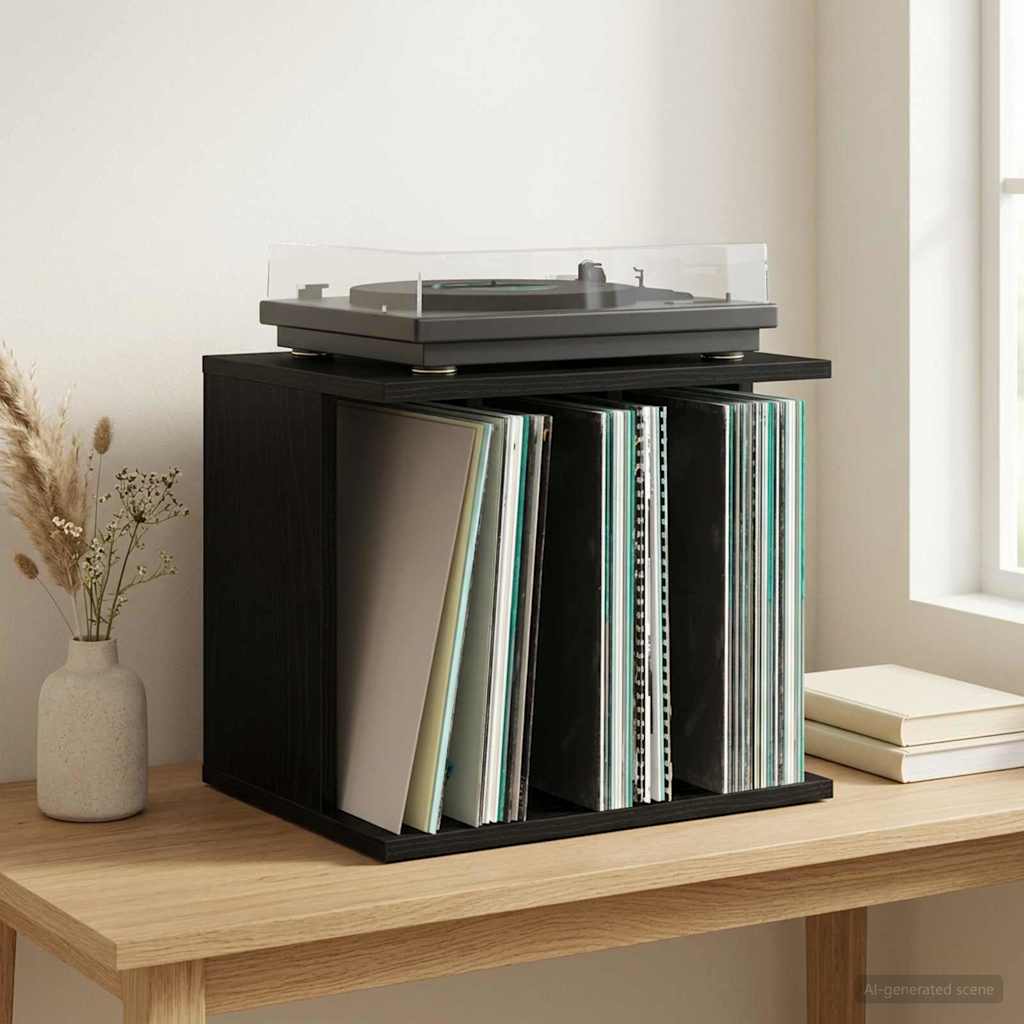 Opbevaring af vinylplader Sort eg 42 x 33 x 36 cm