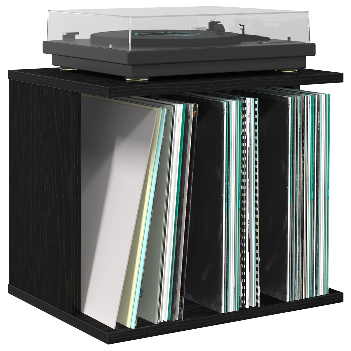 Opbevaring af vinylplader Sort eg 42 x 33 x 36 cm