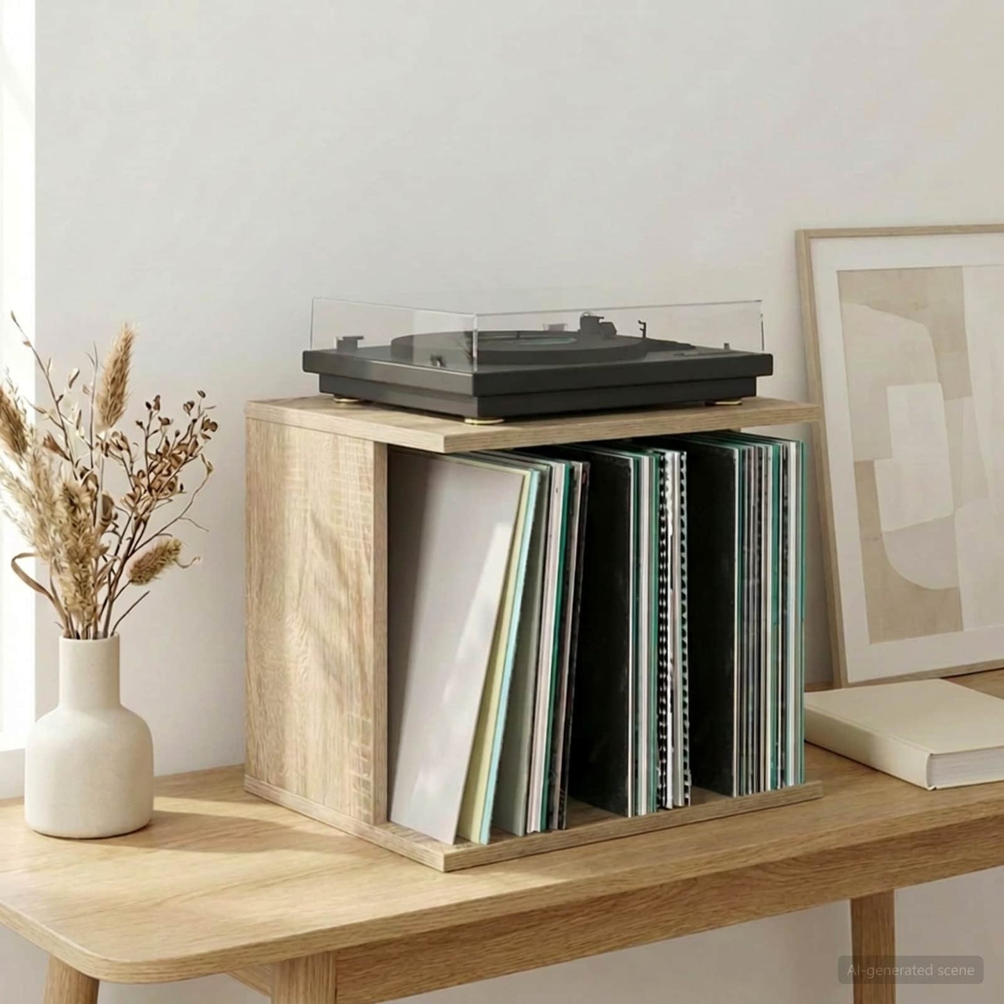 Opbevaring af vinylplader Sonoma-eg 42 x 33 x 36 cm